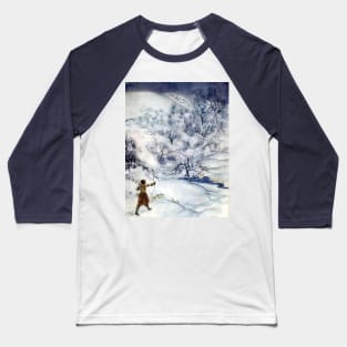 Woman Hunting in the Snow - Arthur Rackham Baseball T-Shirt